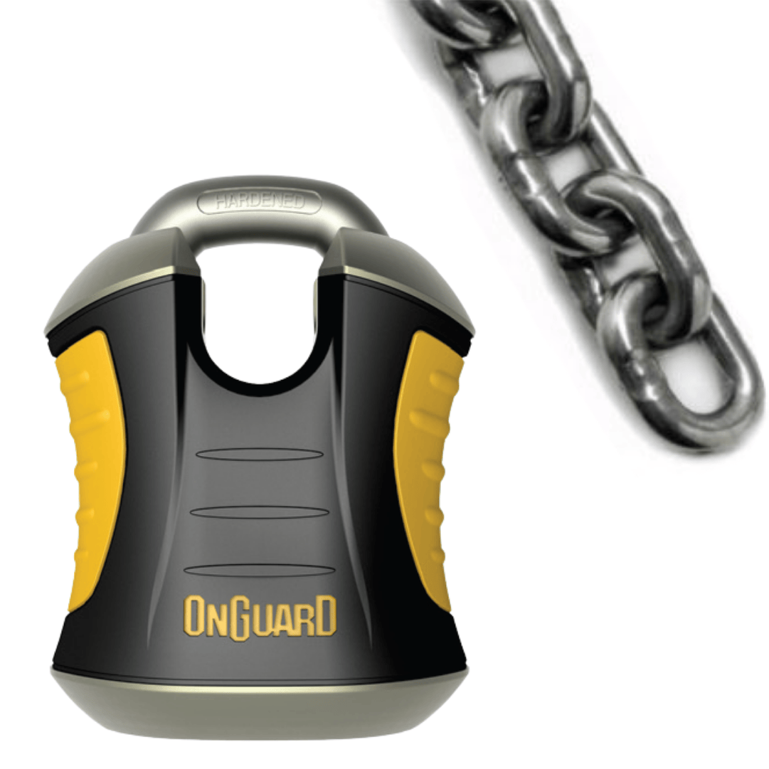 מנעול + שרשרת לאופנוע OnGuard אורך 180 ס״מ עובי 12 מ״מ עם מנעול בעובי 11 מ״מ