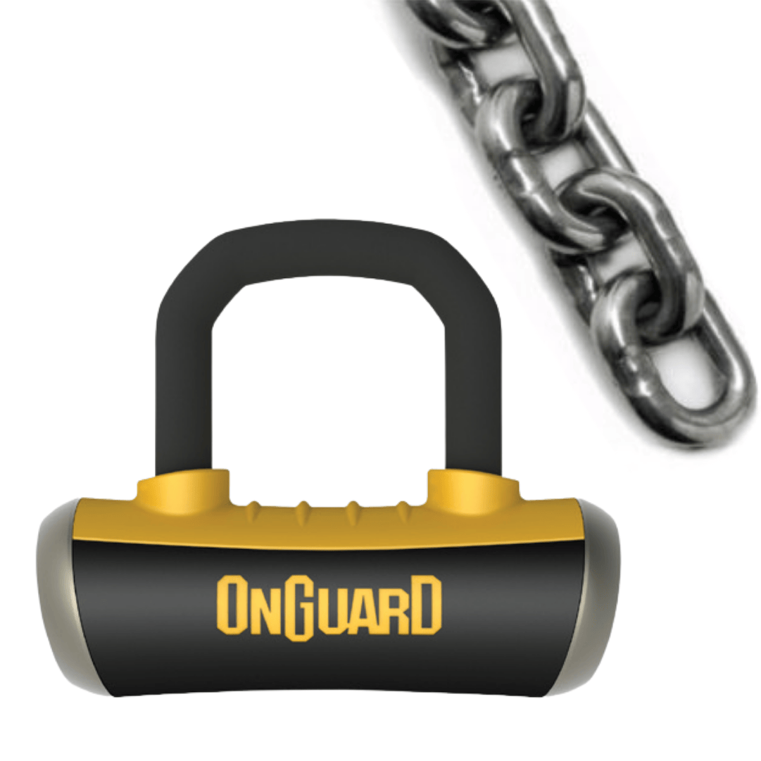 מנעול + שרשרת לאופנוע OnGuard אורך 180 ס״מ עובי 12 מ״מ עם מנעול בעובי 16.8 מ״מ